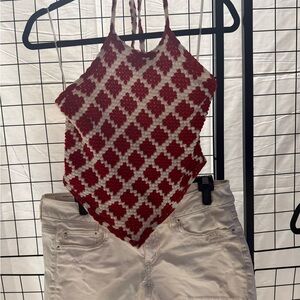 Red and White Halter Top